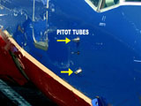 Pitot Tubes are usually located on either side of the forward fuselage, underneath the pilots’ windows